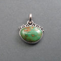 Royston Turquoise Pendant, Sterling Silver, Green Turquoise Cabochon, Nevada Mine Layering Necklace