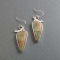 Boulder Turquoise, Royston Ribbon Turquoise, Teardrop Cabochon, Dangle Earrings, Handmade Sterling Silver Jewelry