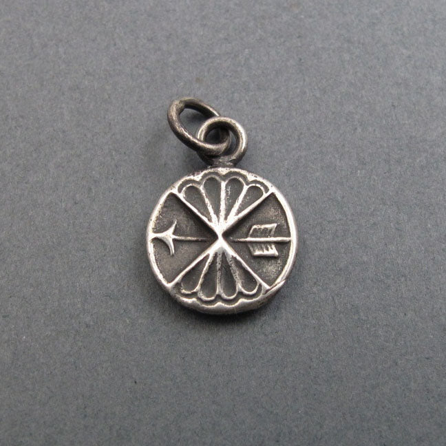 Victorian Button Arrow Pendant, Sterling Silver Talisman Charm, Guidance Jewelry, Direction and Protection