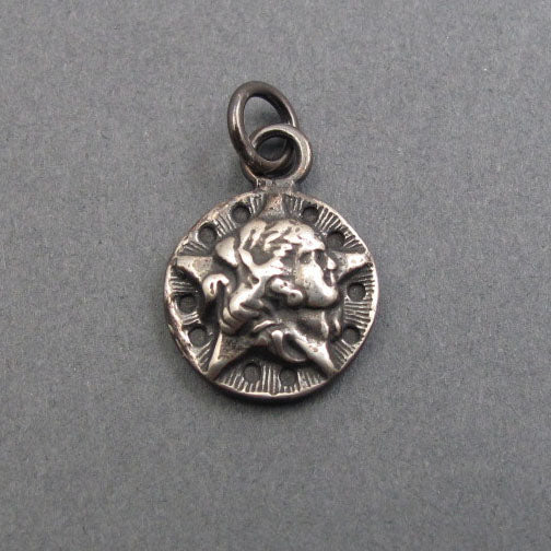 Astrea Sterling Silver Pendant, Star Maiden Greek Goddess, Virgo Necklace, Upcycled Button Celestial Talisman