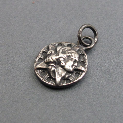Astrea Sterling Silver Pendant, Star Maiden Greek Goddess, Virgo Necklace, Upcycled Button Celestial Talisman