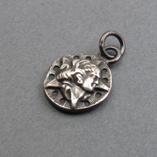 Astrea Sterling Silver Pendant, Star Maiden Greek Goddess, Virgo Necklace, Upcycled Button Celestial Talisman