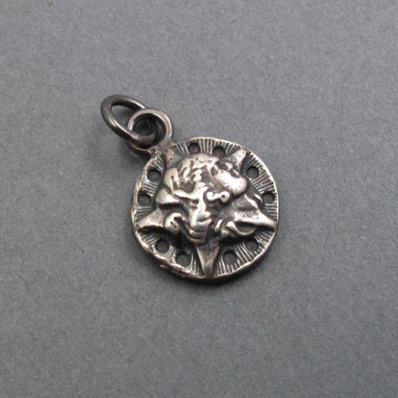 Astrea Sterling Silver Pendant, Star Maiden Greek Goddess, Virgo Necklace, Upcycled Button Celestial Talisman