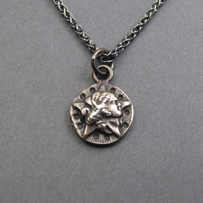 Astrea Sterling Silver Pendant, Star Maiden Greek Goddess, Virgo Necklace, Upcycled Button Celestial Talisman