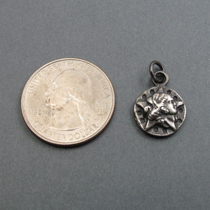 Astrea Sterling Silver Pendant, Star Maiden Greek Goddess, Virgo Necklace, Upcycled Button Celestial Talisman
