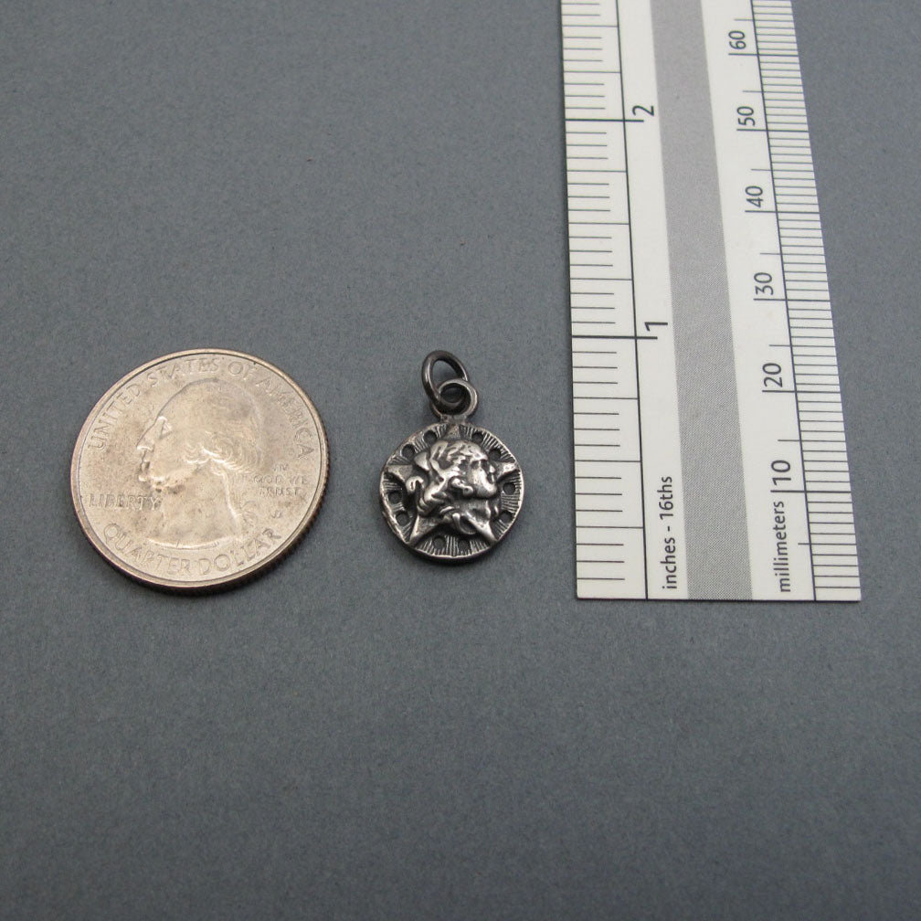 Astrea Sterling Silver Pendant, Star Maiden Greek Goddess, Virgo Necklace, Upcycled Button Celestial Talisman