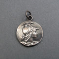 Greek Goddess Athena, Dark Academia Pendant, Antique Button, Sterling Silver Amulet Jewelry, Mythology Talisman
