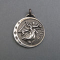 Antique Button Greek Mythology Pendant, Celestial Talisman, Aurora Dawn Goddess, Motivational Sterling Silver Necklace