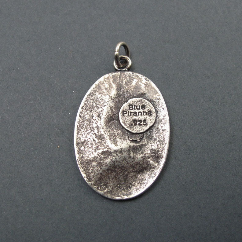 Autumn Pendant, Sterling Silver, French Art Nouveau Button, Female Figure Amulet, Four Seasons Necklace