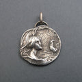 Dawn Pendant, Sterling Silver, Art Nouveau, Armand Bargas, Female Figure, Morning Rooster Necklace, French Design