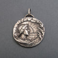 Day Pendant, Sterling Silver, Art Nouveau, Armand Bargas, Female Figure, Swallows, Solstice Necklace