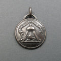 Good and Beautiful Enough, Sterling Silver Motto Pendant, Lion and Pavilion, Heraldic Button Necklace