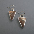 Biggs Jasper Earrings, Sterling Silver, Chocolate Brown Triangle Cabochon, Oregon Gem, Handmade Statement Jewelry