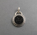 Gothic Black Upcycled Antique Button Necklace, Sterling Silver Victorian Repurposed Pendant, History Lover Gift
