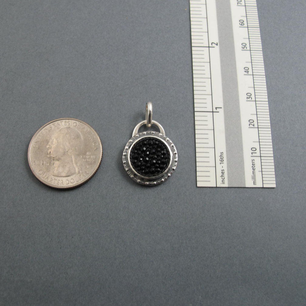 Gothic Black Upcycled Antique Button Necklace, Sterling Silver Victorian Repurposed Pendant, History Lover Gift