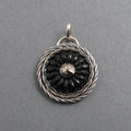 Black Silver Victorian Button Statement Necklace, Sterling Silver Upcycled Antique Glass Pendant