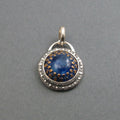 Cobalt Blue Moonglow Button Pendant, Czech Glass, Sterling Silver, 1950s Vintage, Bold Color Gift