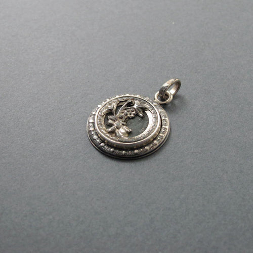 Antique Upcycled Victorian Dragonfly Button Necklace, Floral Layering Charm Pendant, Vintage Button Jewelry