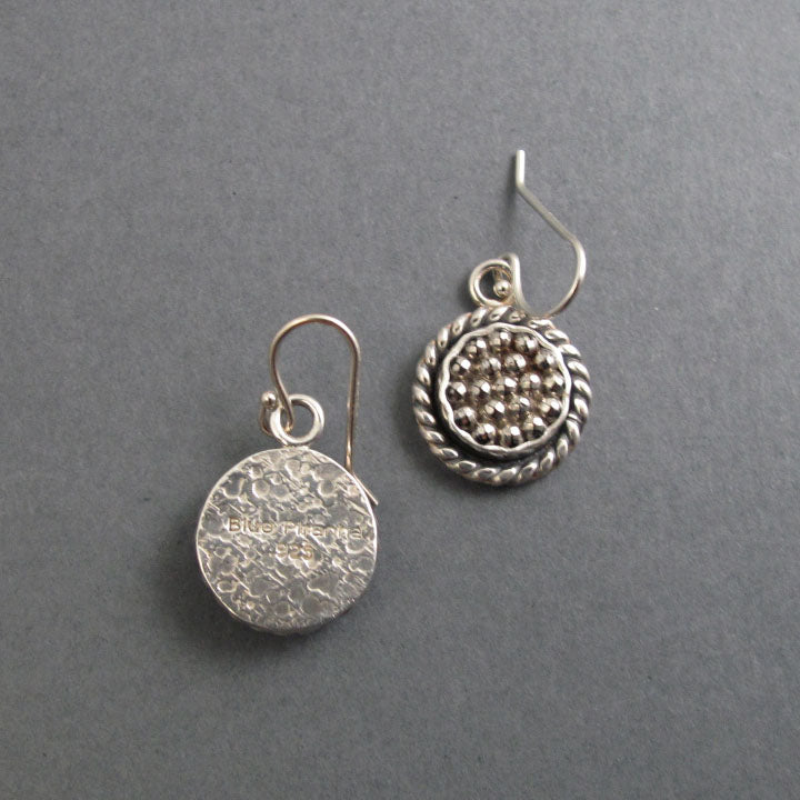 Victorian Glass Button Earrings, Sterling Silver, Rope Border, Cottagecore, Dark Academia, History Lover