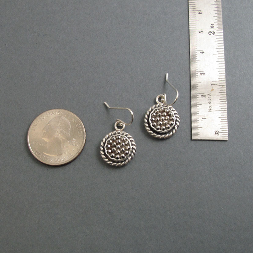 Victorian Glass Button Earrings, Sterling Silver, Rope Border, Cottagecore, Dark Academia, History Lover