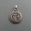 Silvered Glass Button Pendant, Victorian, Leaves and Branches, Sterling Silver, Dark Academia, Heirloom Jewelry