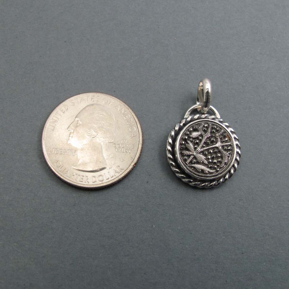 Sparkly Silver Victorian Button Necklace, Upcycled Antique Glass Heirloom, Sterling Pendant