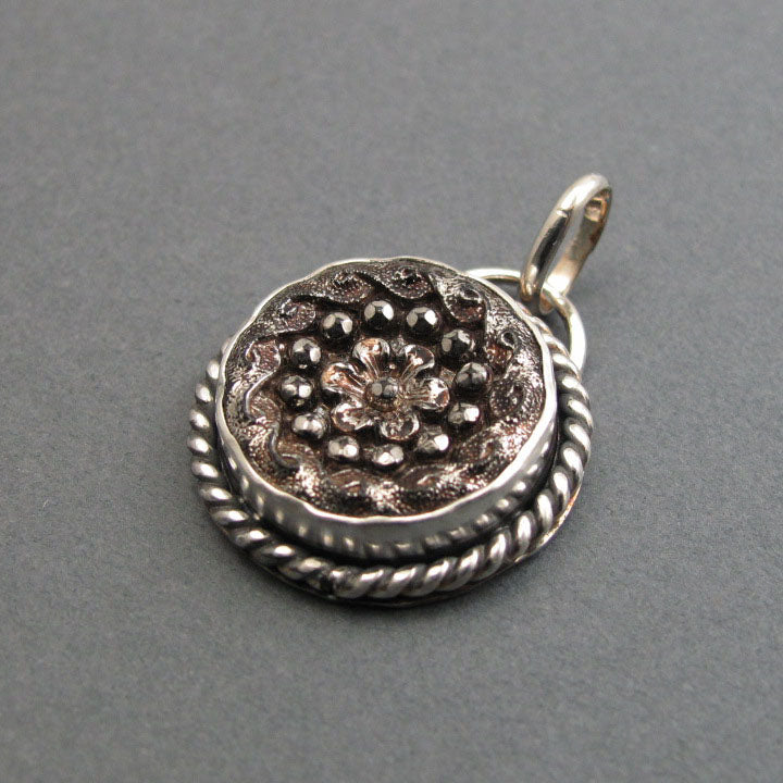 Elegant Victorian Glass Button Sparkle Pendant, Upcycled Antique Sterling Silver Necklace, History Lover Gift