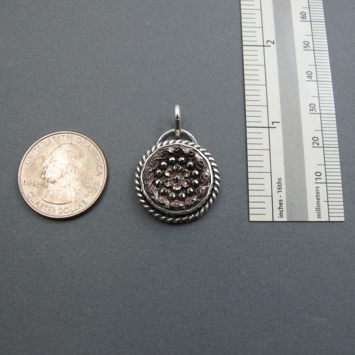 Elegant Victorian Glass Button Sparkle Pendant, Upcycled Antique Sterling Silver Necklace, History Lover Gift