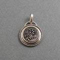 Floral Design Glass Necklace, Repurposed Victorian Button Sterling Silver Pendant, Flower Lover Jewelry Charm