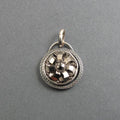 Shiny Antique Silver Ribbon Pendant, Upcycled Repurposed Victorian Glass Button, Sterling Silver Minimalist Necklace