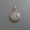 Moonglow Button Pendant, Sterling Silver, Vintage Czech Glass, Grey, Upcycled Repurposed Jewelry, 1950s Style