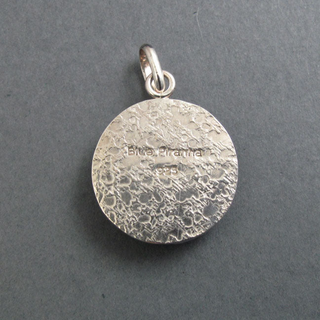 Moonglow Button Pendant, Sterling Silver, Vintage Czech Glass, Grey, Upcycled Repurposed Jewelry, 1950s Style