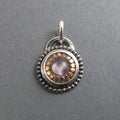Moonglow Button Pendant, Sterling Silver,  Lavender Czech Glass, 1950s Vintage, Romantic Gift, Upcycled Jewelry