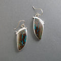 Boulder Chrysocolla Drop Earrings, Sterling Silver, Teal Gemstone Cabochon, Handmade Natural Gem