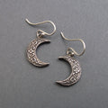 Floral Crescent Moon Earrings, Sterling Silver, Celestial Dangle Earrings, Witchy Gift, Motivational Feminist Jewelry