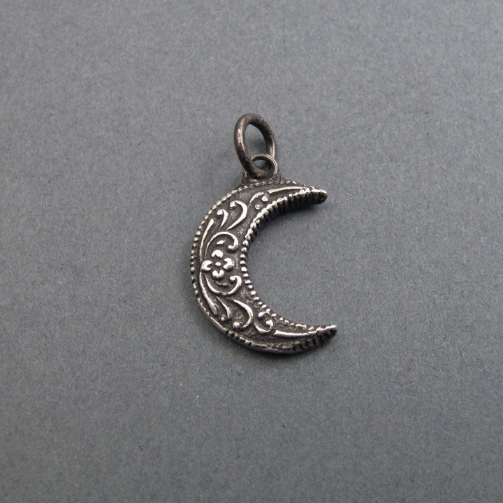 Sterling Silver Floral Crescent Moon Pendant, Celestial Divine Feminine Necklace, Female Empowerment Luna Charm