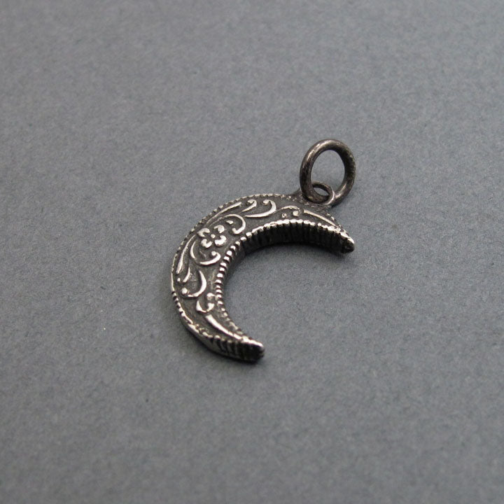 Sterling Silver Floral Crescent Moon Pendant, Celestial Divine Feminine Necklace, Female Empowerment Luna Charm