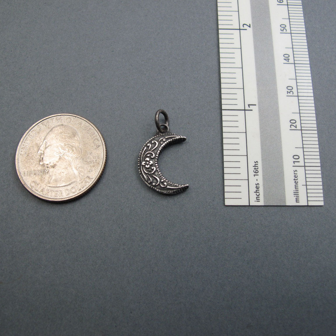Sterling Silver Floral Crescent Moon Pendant, Celestial Divine Feminine Necklace, Female Empowerment Luna Charm