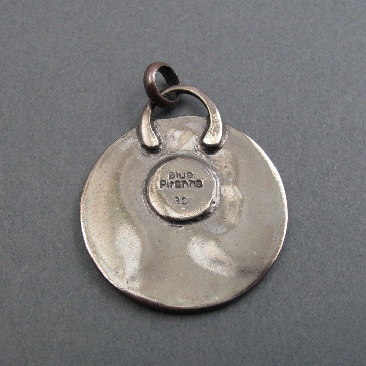 Artemis Sterling Silver Statement Pendant, Greek Goddess Diana, Upcycled Antique French Button Jewelry