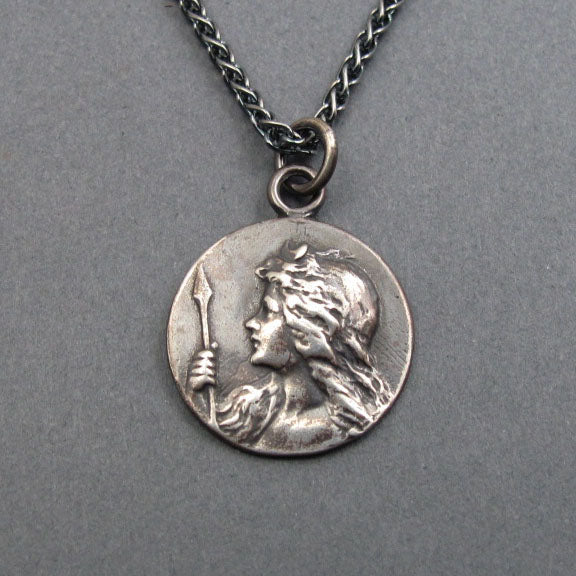 Sterling Silver Artemis Goddess Pendant, Dark Academia Greek Mythology Jewelry, Huntress and Protector Talisman