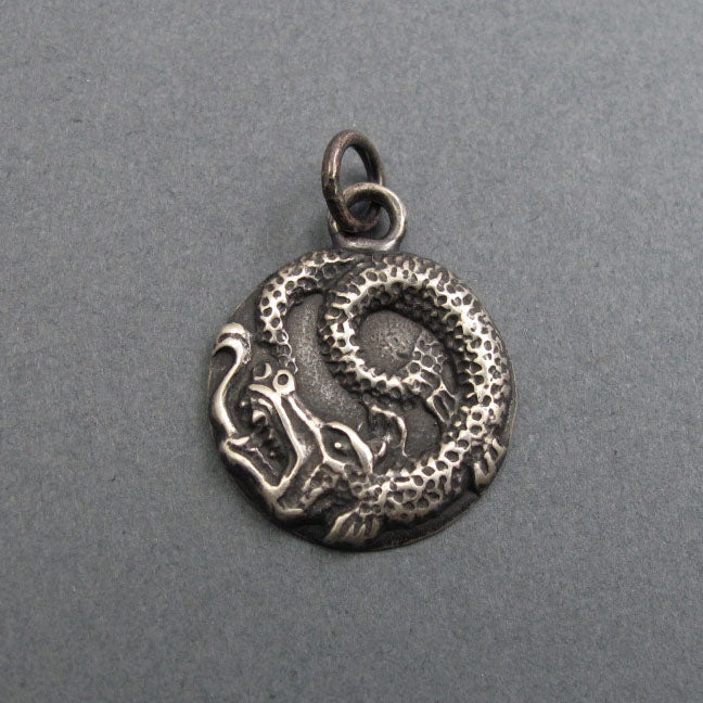 Sterling Silver Ouroboros Dragon Pendant, Rebirth Infinity Amulet, Protective Talisman Necklace, Monster Jewelry