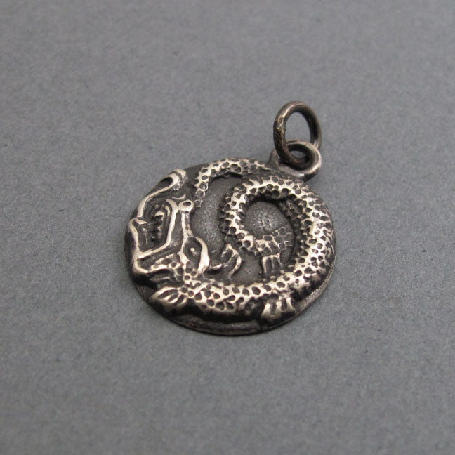 Sterling Silver Ouroboros Dragon Pendant, Rebirth Infinity Amulet, Protective Talisman Necklace, Monster Jewelry