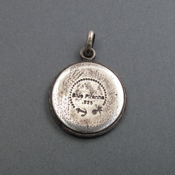 Guardian Necklace Dragon Medallion, Sterling Silver Protector Necklace, French Military, Antique Victorian Button Jewelry