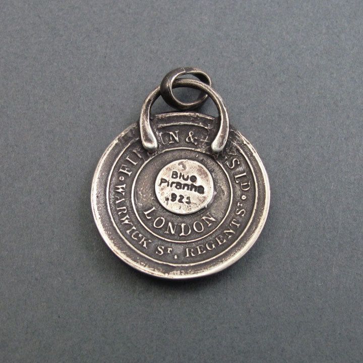 Motivational Motto Pendant, While I Breathe I Hope, Heraldic Victorian Button Jewelry, Sterling Silver