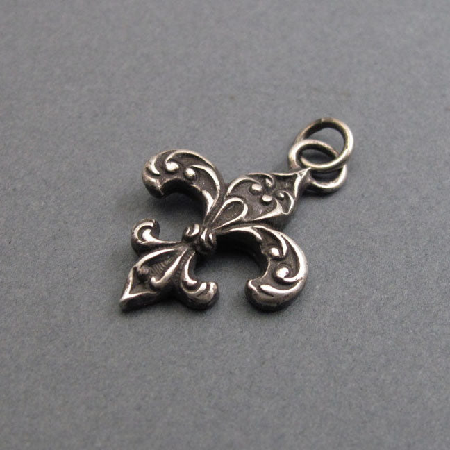 Sterling Silver Fleur-de-Lis Pendant, Upcycled Antique, Lily Flower Mardi Gras Necklace, French Heraldic Style