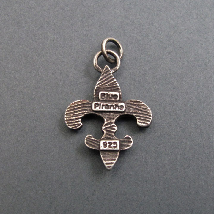 Sterling Silver Fleur-de-Lis Pendant, Upcycled Antique, Lily Flower Mardi Gras Necklace, French Heraldic Style