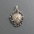 Crazy Lace Agate Pendant, Sterling Silver, Oxidized Granulation, Cream Teardrop Necklace, One of a Kind