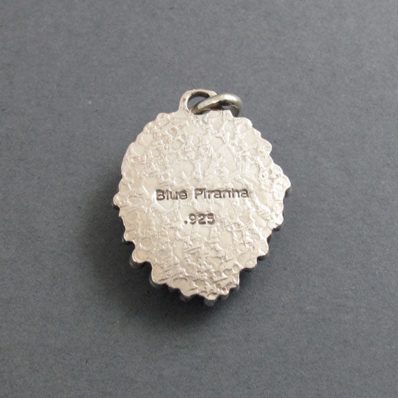 Crazy Lace Agate Pendant, Sterling Silver, Oxidized Granulation, Cream Teardrop Necklace, One of a Kind