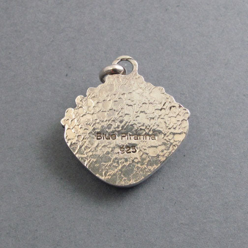 Campitos Turquoise Pendant, Sterling Silver, Oxidized Granulation, Teal Blue, Statement Necklace, One of a Kind