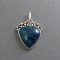 Cavansite Pendant, Sterling Silver, Granulation, Deep Blue Teal, Statement Necklace, One of a Kind Handmade